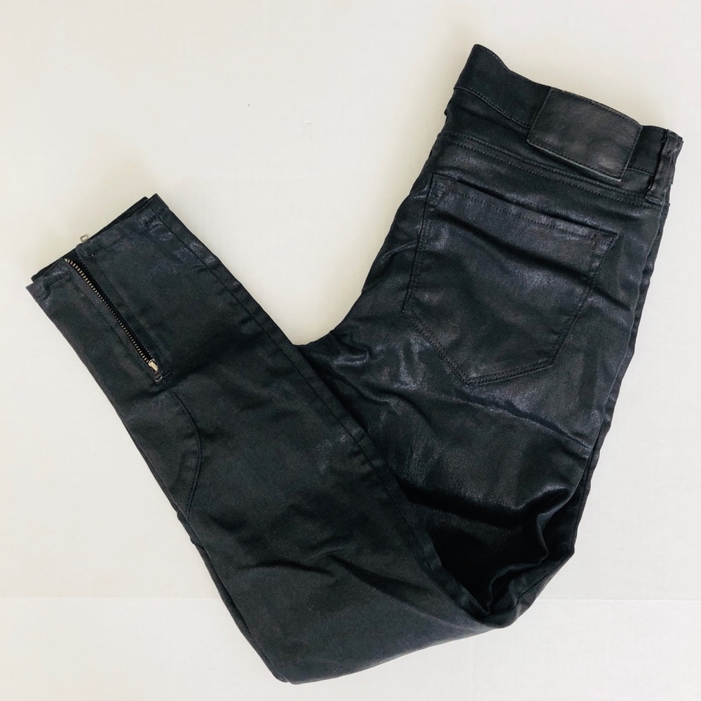 -SOLD- All Saints Brodie Petrol Wax Coated Jeans - Picture 3 of 8